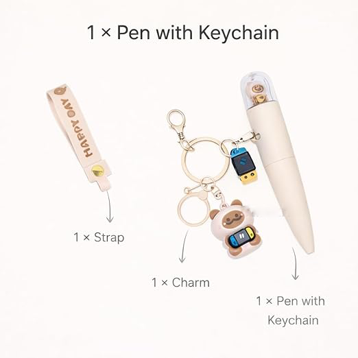 Cute Bear Pen with Keychain – Kawaii Stationery Set