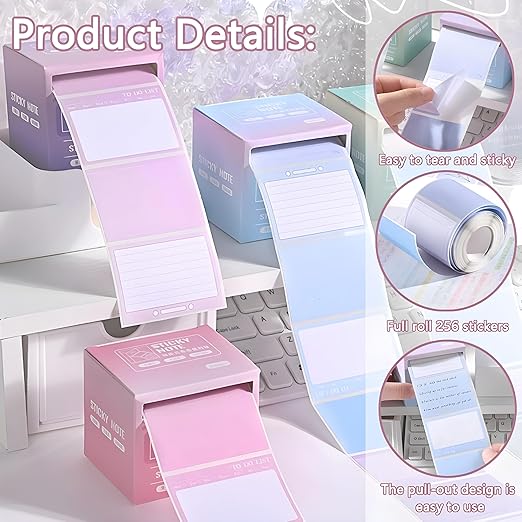 Pull-Out Sticky Notes Roll – Pastel To-Do List & Memo Notes