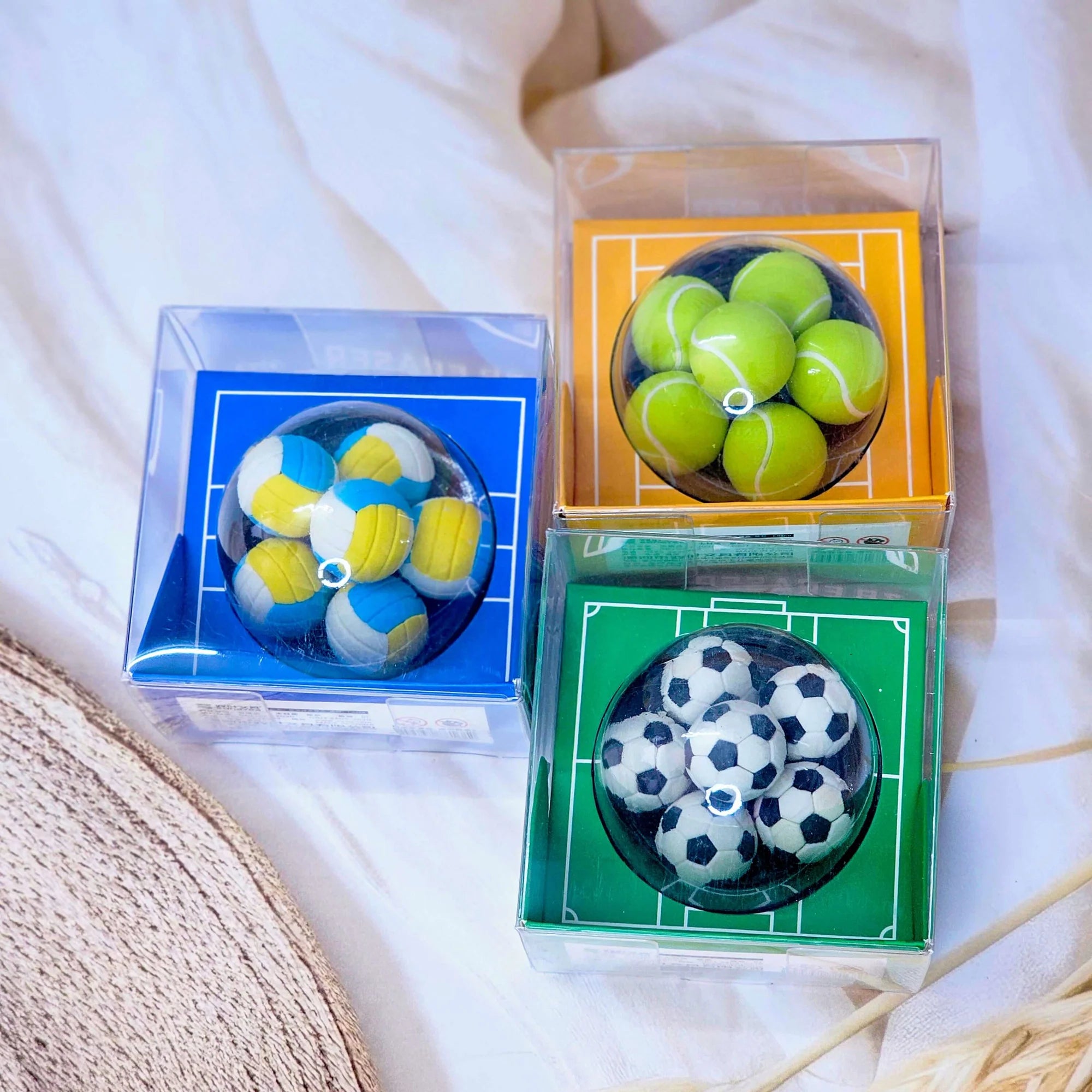 Colourful Sports Ball Erasers Set