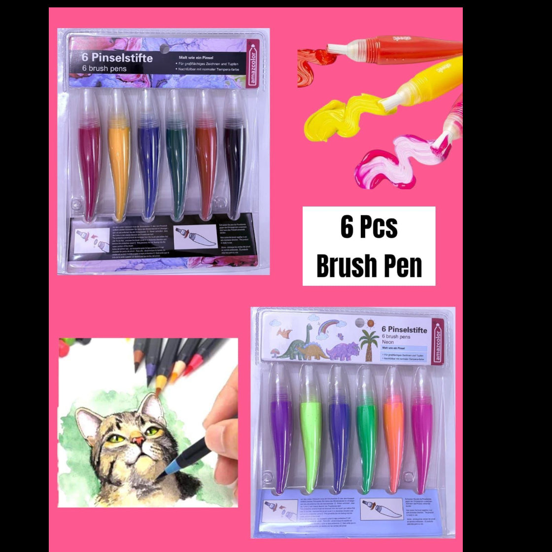 Neon brush pens
