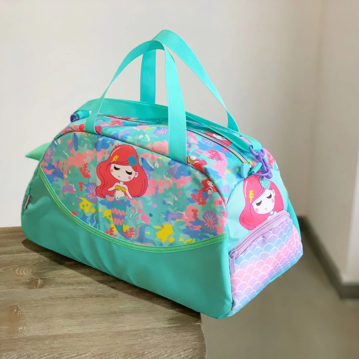 Cute mermaid print kids duffel bag