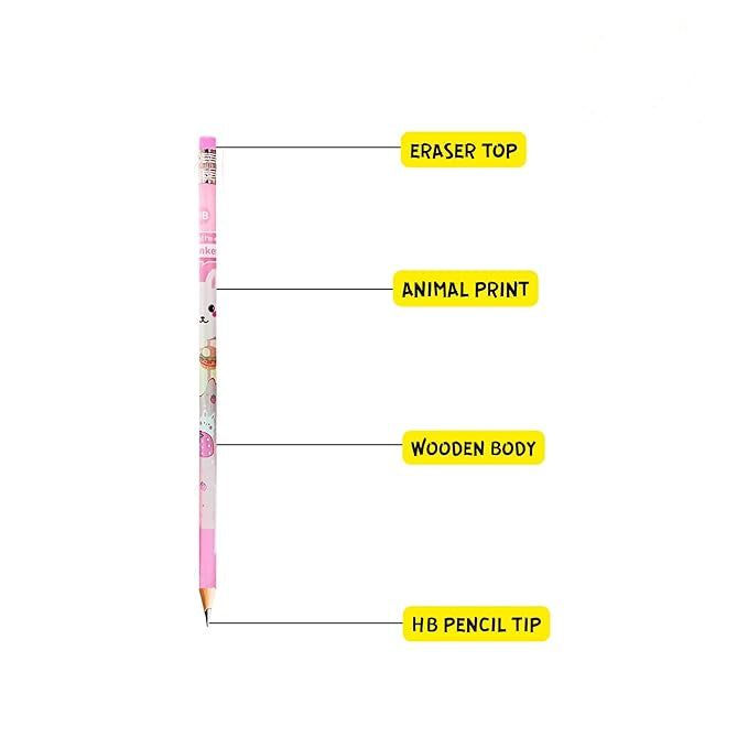 Animal print pencils for kids colorful school stationery