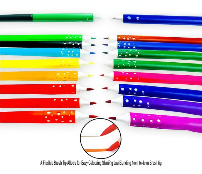 Set of colourful brush pens