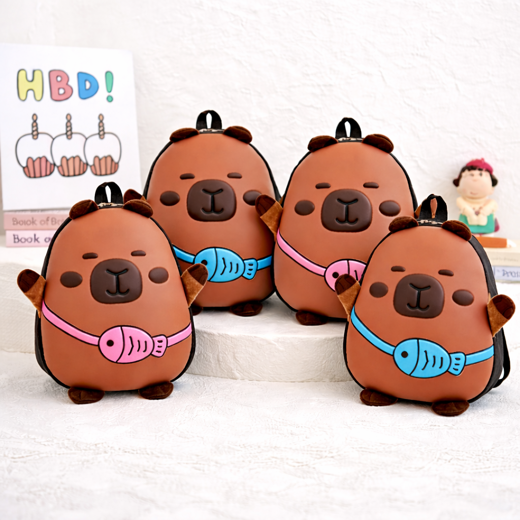 Cute capybara cartoon hardcase backpack for kids school