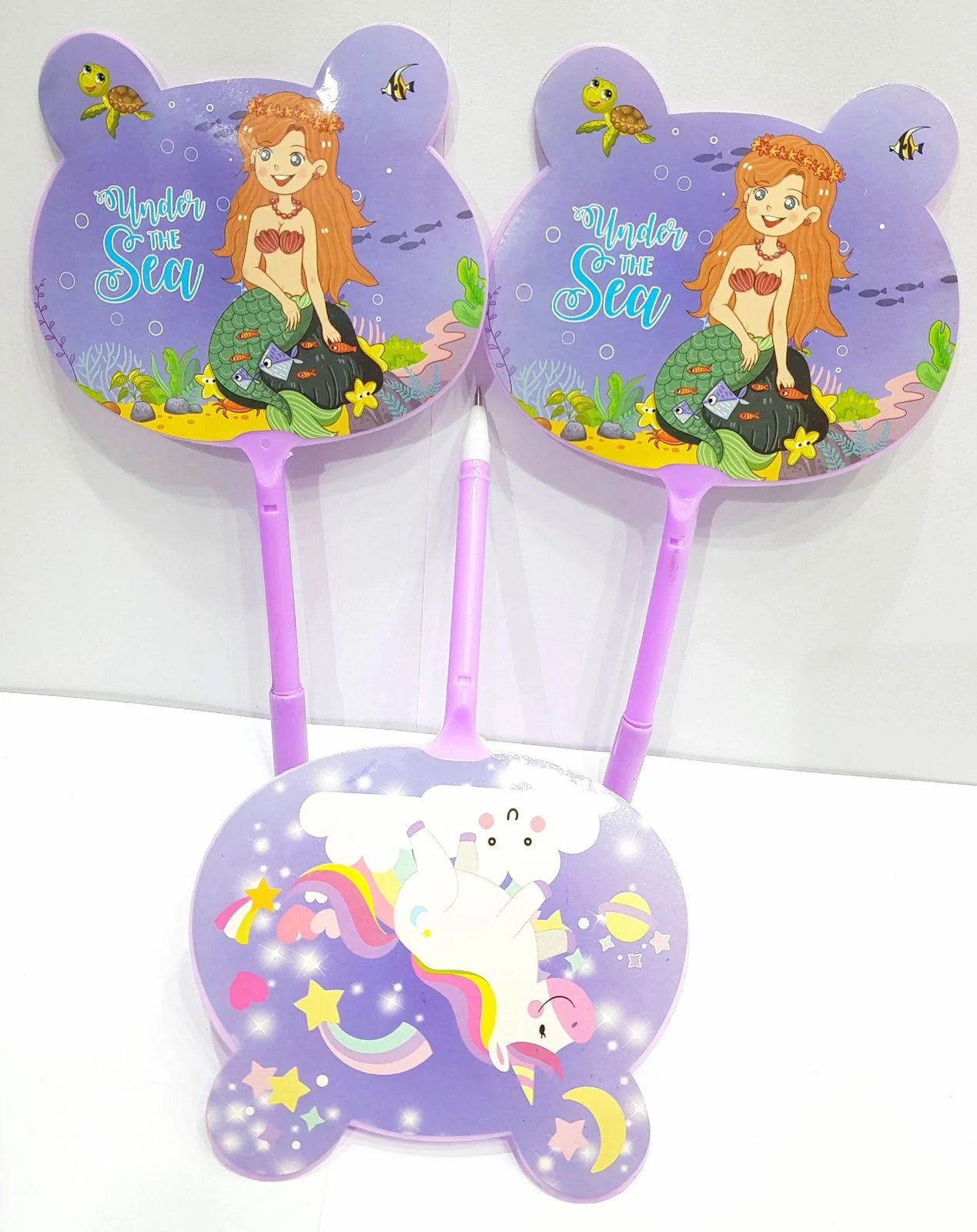 Cute Cartoon Handheld Fan with Pen