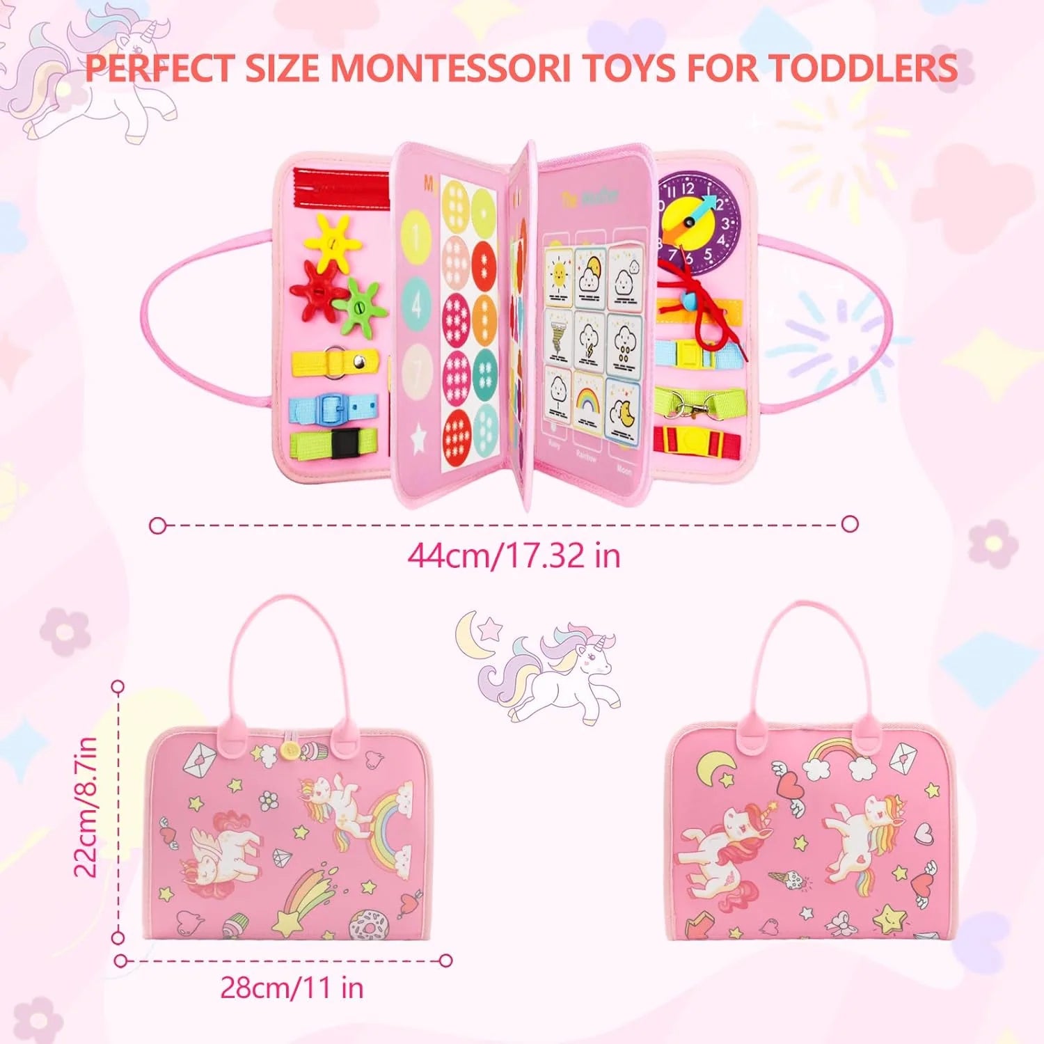 Felt Busy Activity Board & Montessori Busy Book for Toddlers