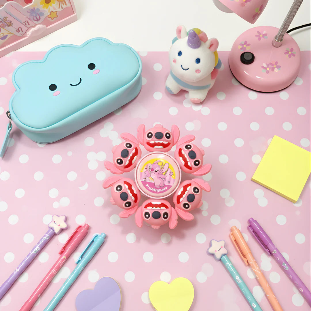 Pink Stitch spinner highlighter with cute cartoon design