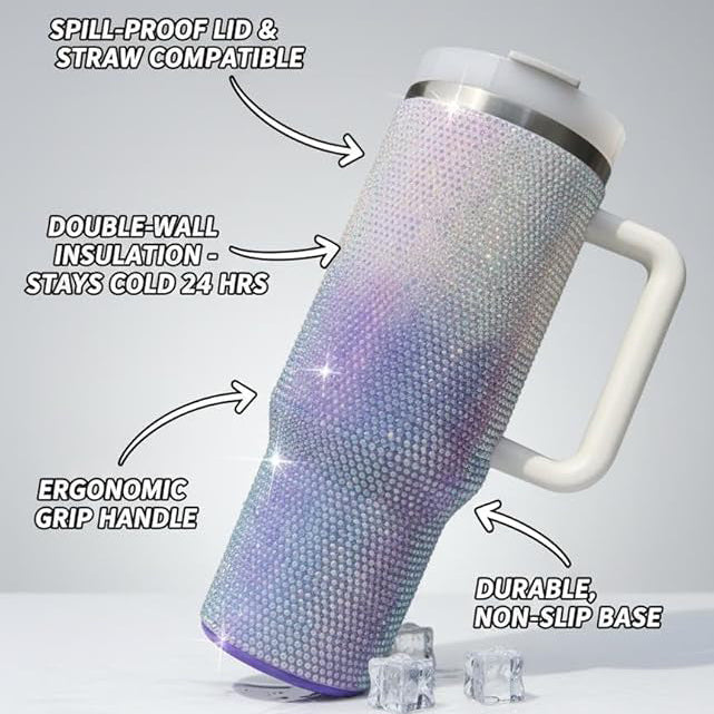 Glitter rhinestone tumbler cup