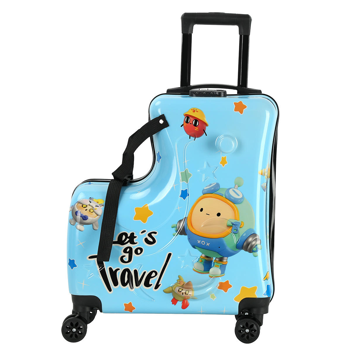 Children ride on suitcase trolley bag