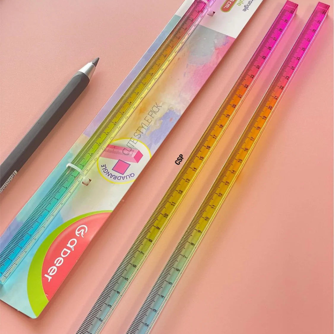 Colorful transparent plastic ruler for students
