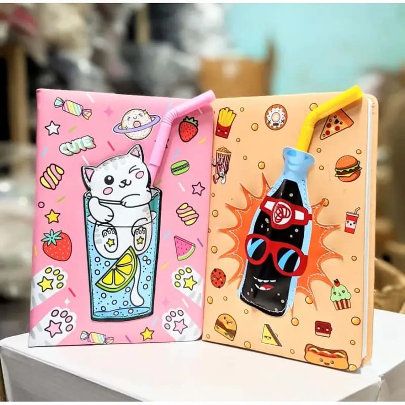Cute cartoon straw cover diary