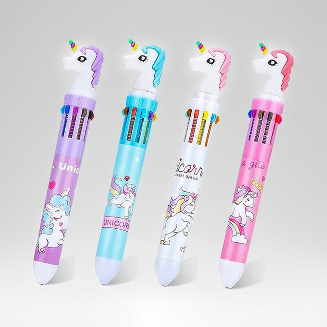 Unicorn 10 in 1 multicolor retractable ballpoint pen