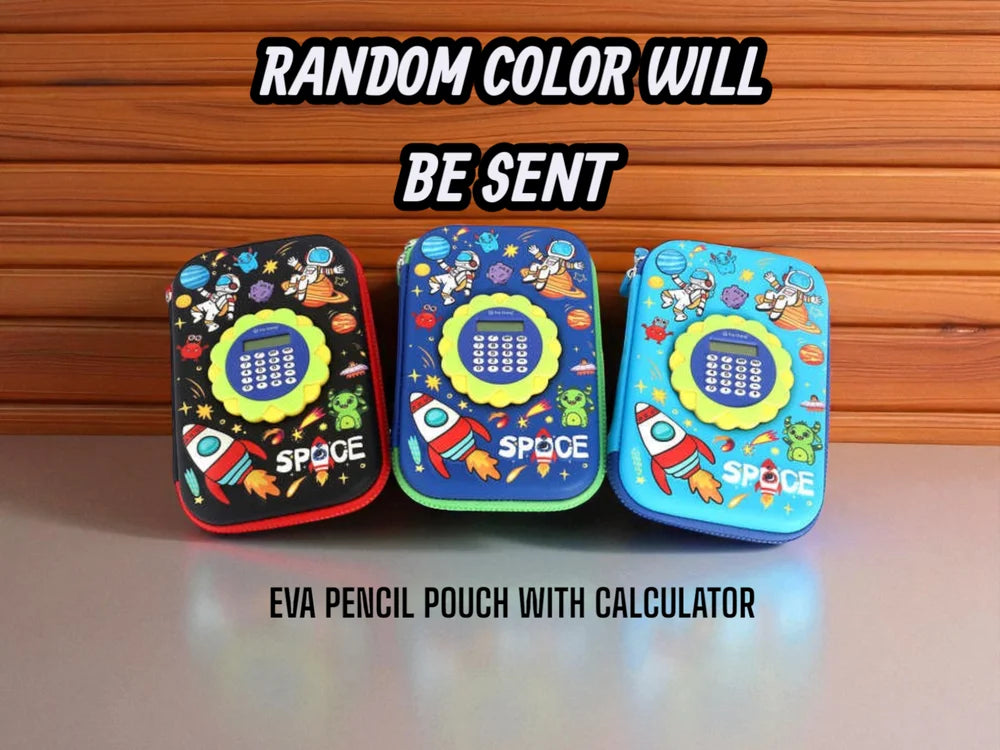 Space Theme Pencil Box with Calculator