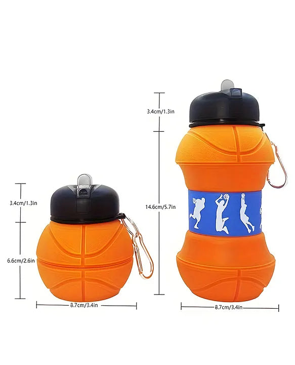 SCHOOLISH 550 ml Silicone Expandable & Foldable Basketball Water Bottle