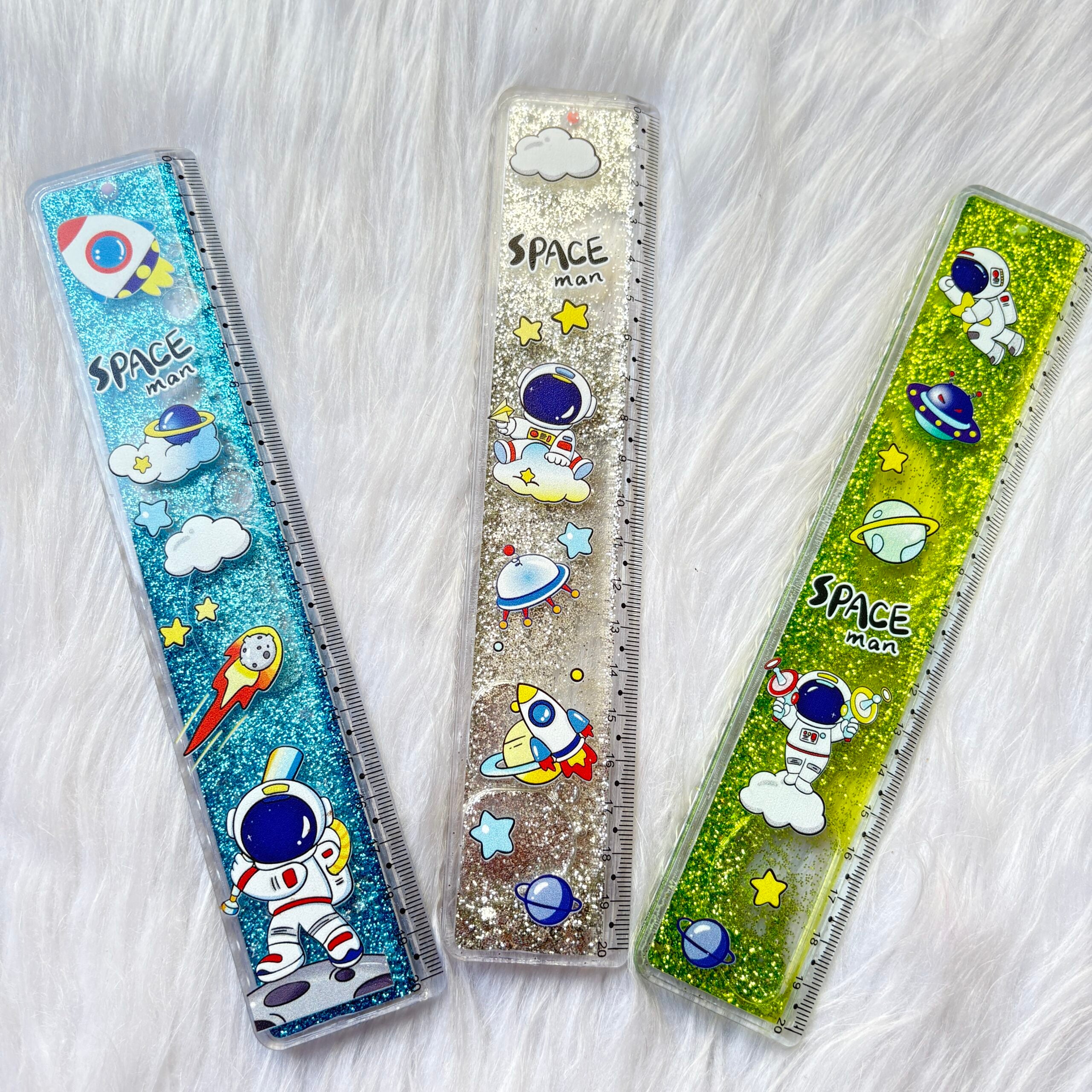 Space themed water gliter scale