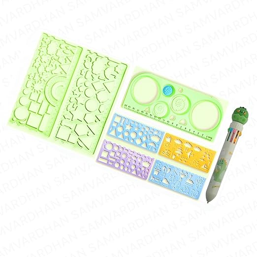 8-Piece Dinosaur Drawing Ruler Kit