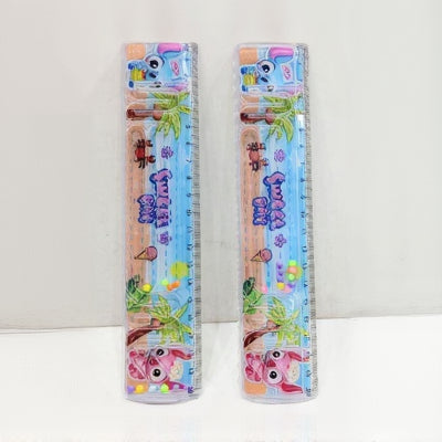 Kids Stitch-themed liquid ruler with glitter and ball puzzle