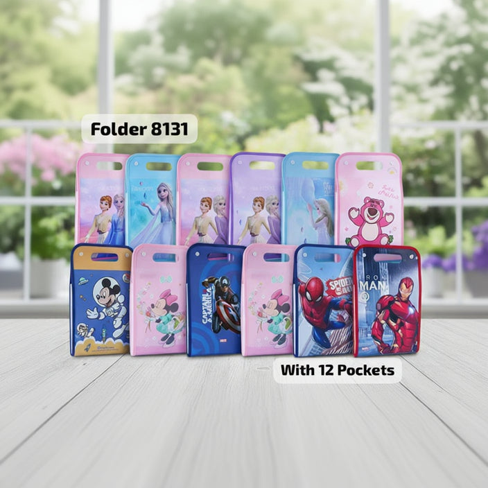 Kids cartoon 12 pocket document folder for school A4 size