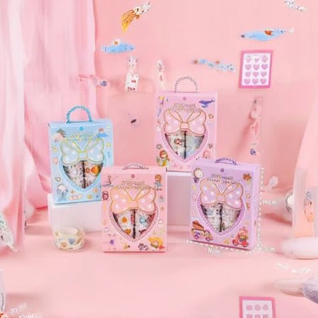 Butterfly sticker tape set in pastel colors with decorative patterns