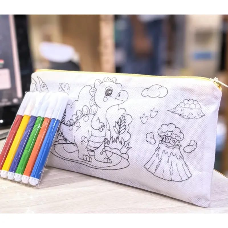 DIY pencil pouch with colours for kids creative activity