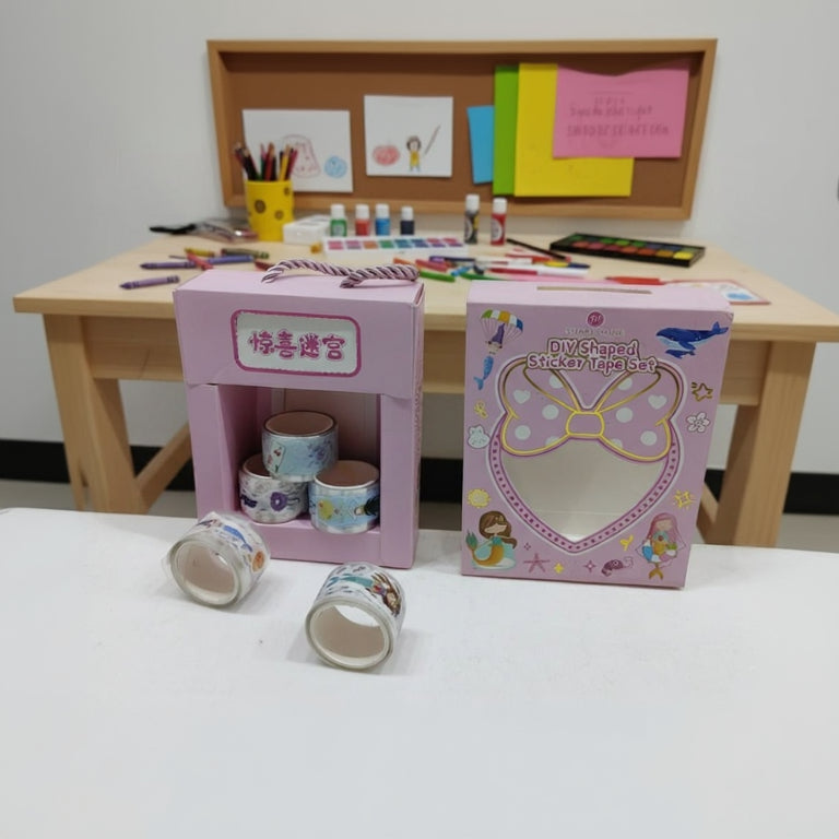 Butterfly sticker tape set in pastel colors with decorative patterns