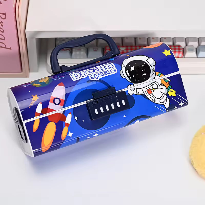 Suitcase style pencil box with password lock