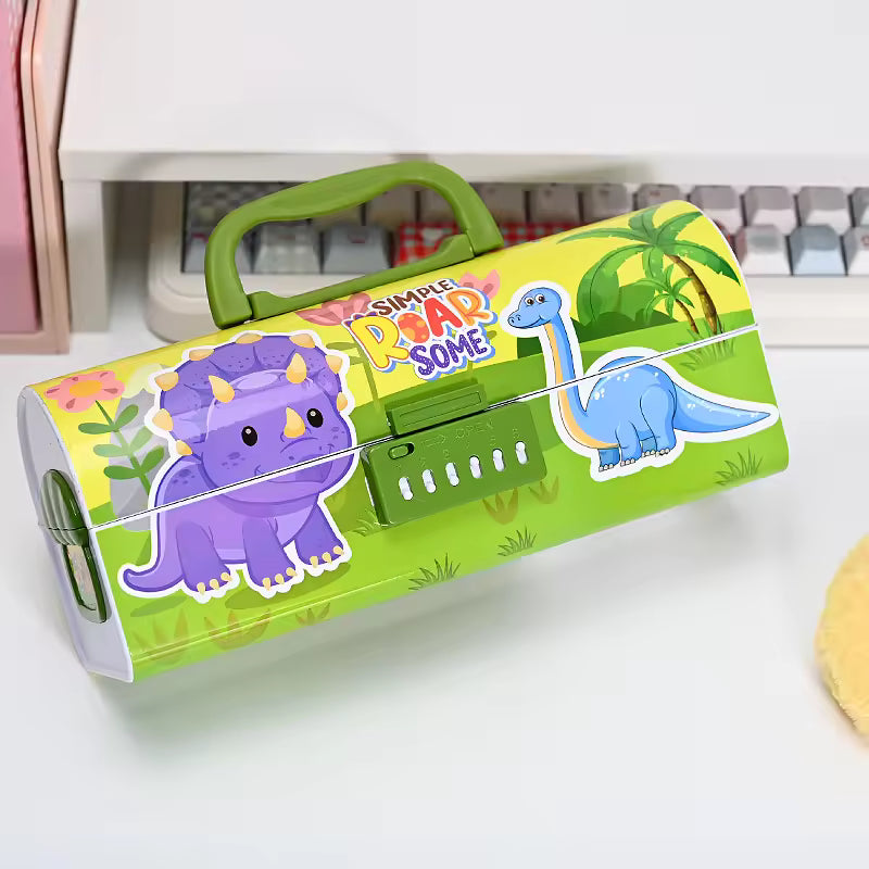 Suitcase style pencil box with password lock