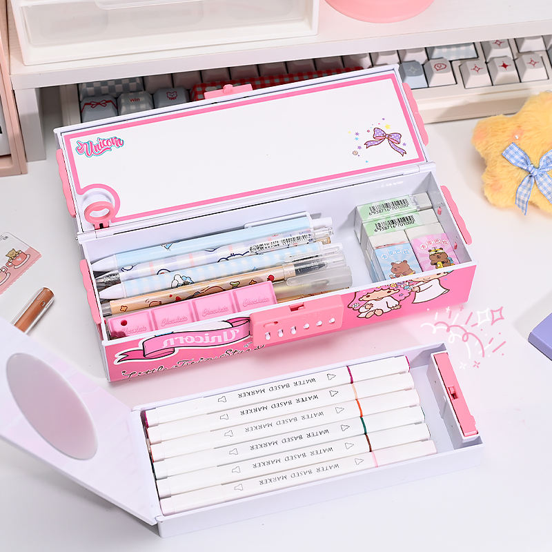 Suitcase style pencil box with password lock