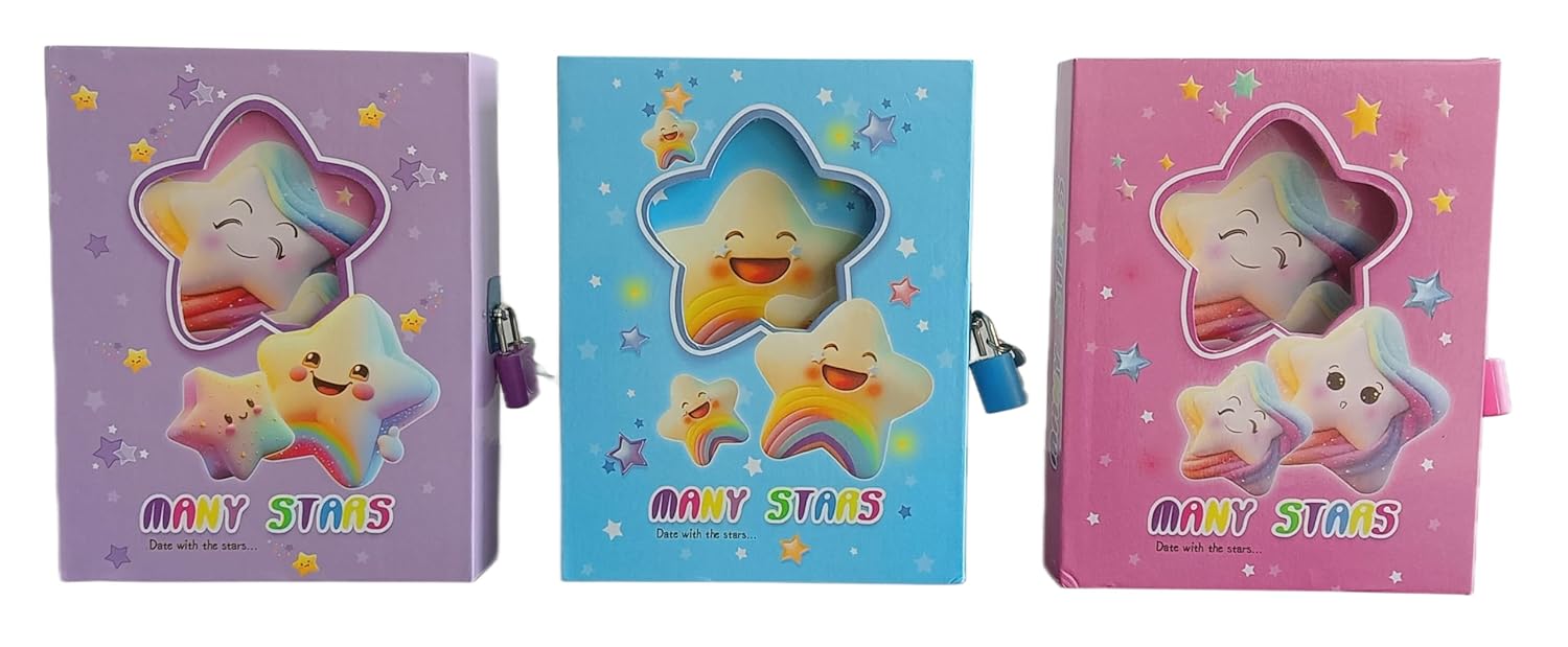 Smiley star themed kids diary set of 6