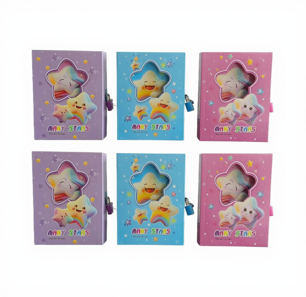 Smiley star themed kids diary set of 6