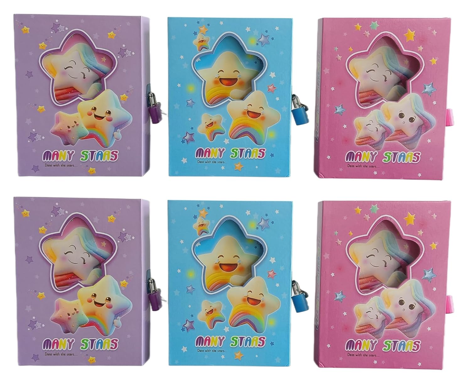 Smiley star themed kids diary set of 6