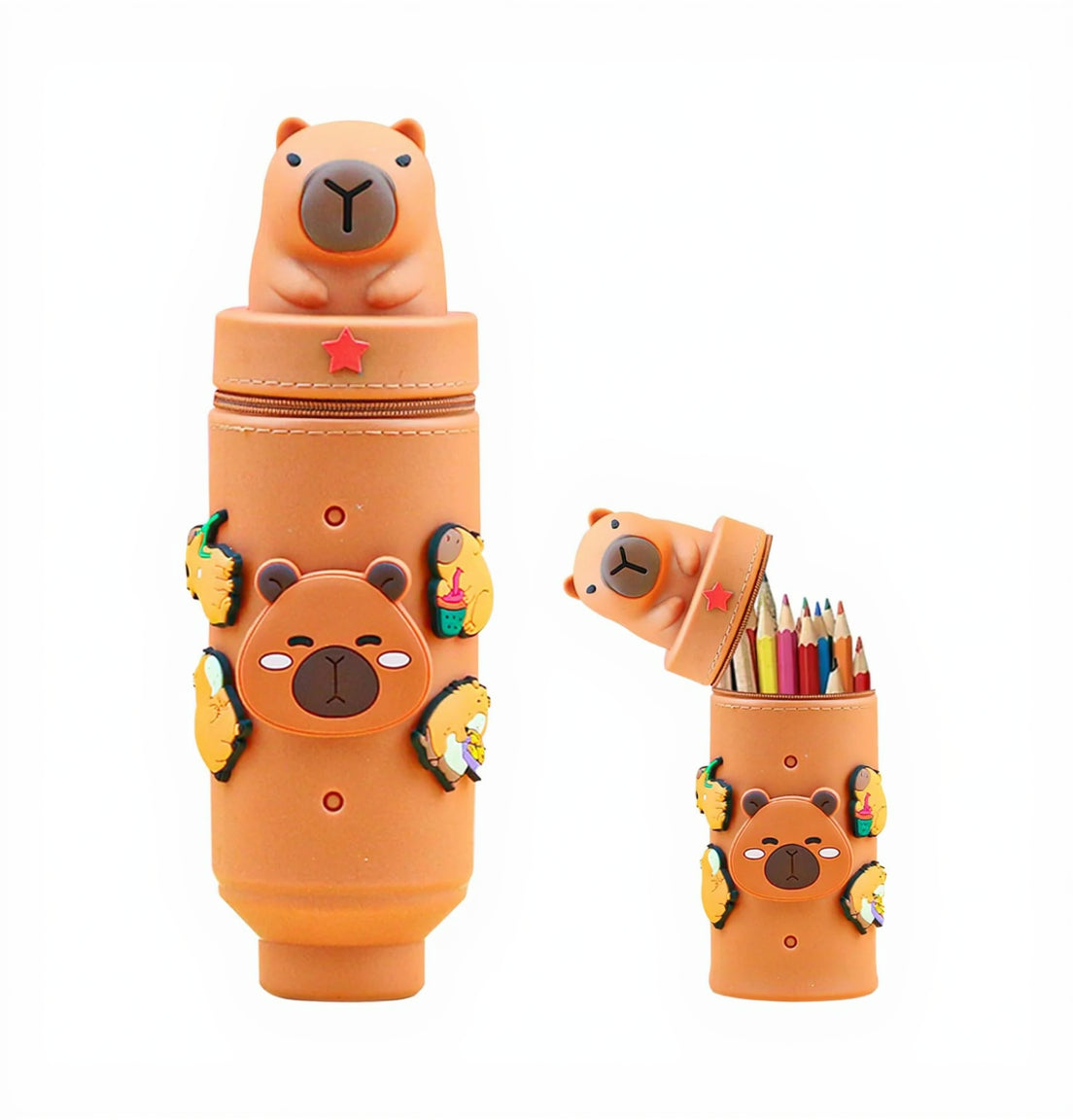 Capybara kawaii silicone pencil case 2 in 1 pen holder