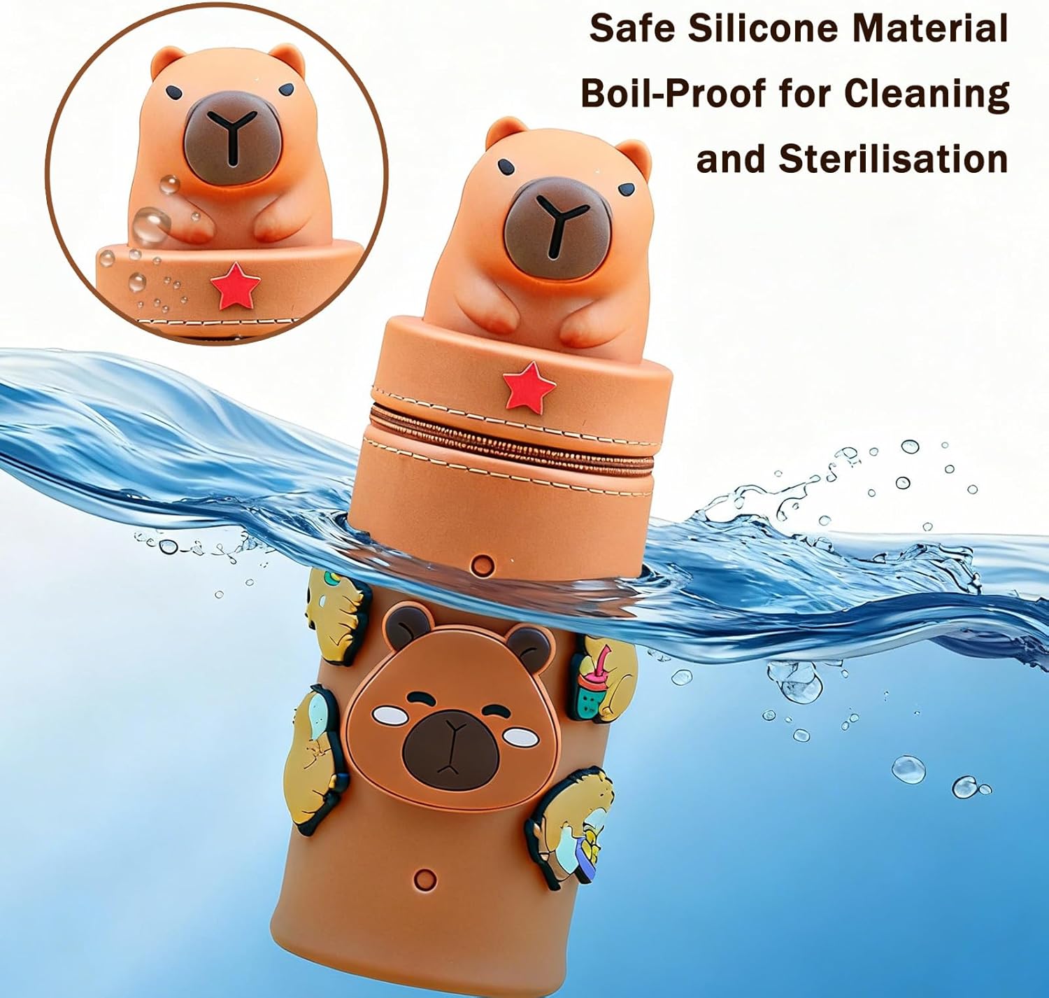 Capybara kawaii silicone pencil case 2 in 1 pen holder