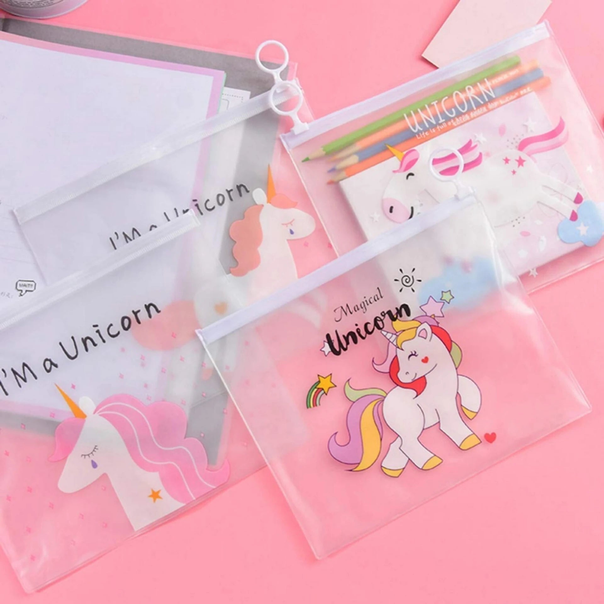 Unicorn transparent pouch for kids