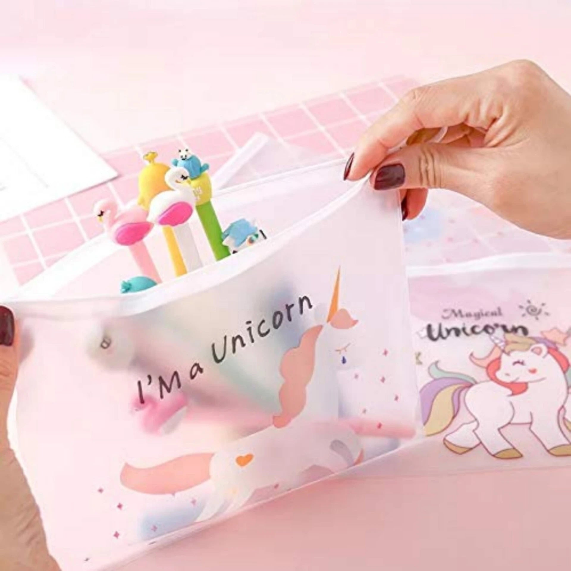 Unicorn transparent pouch for kids
