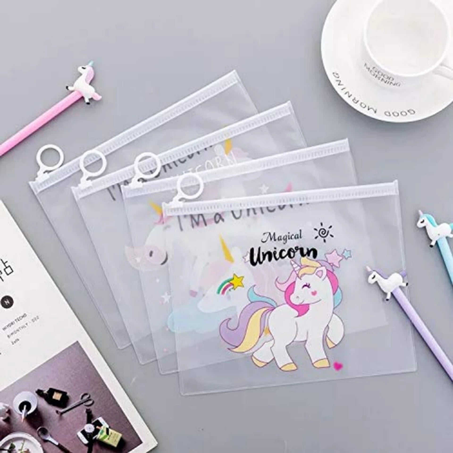 Unicorn transparent pouch for kids