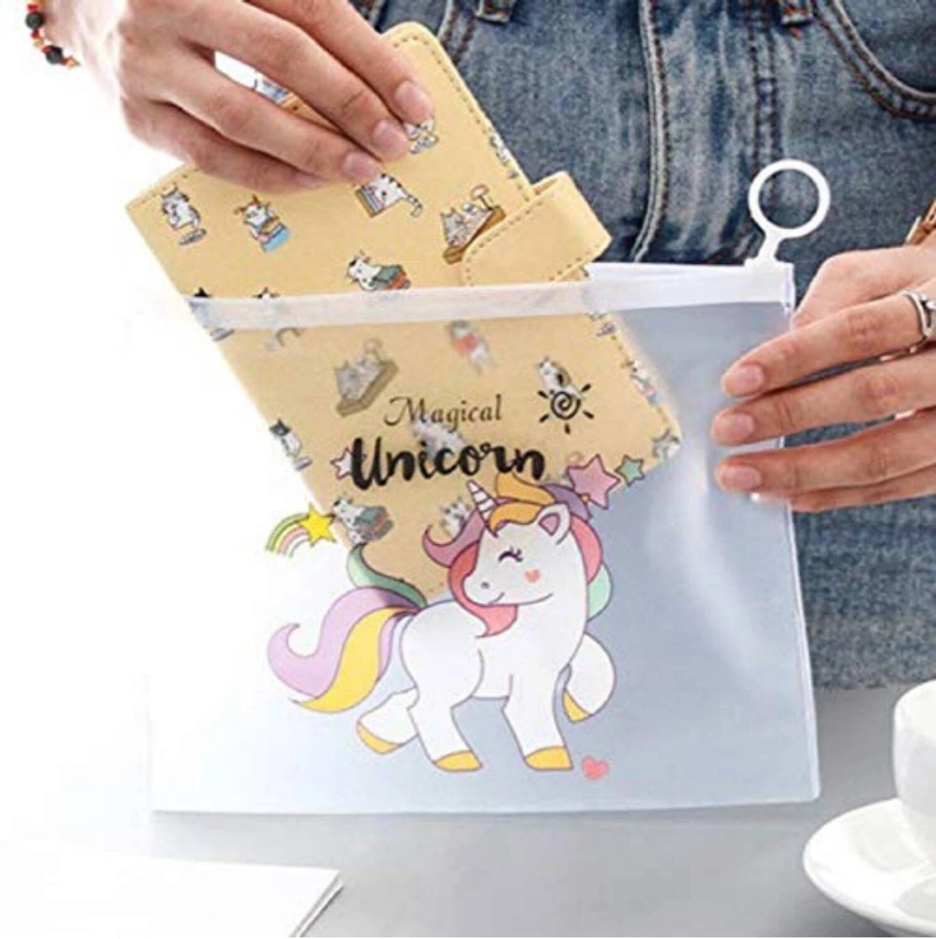 Unicorn transparent pouch for kids
