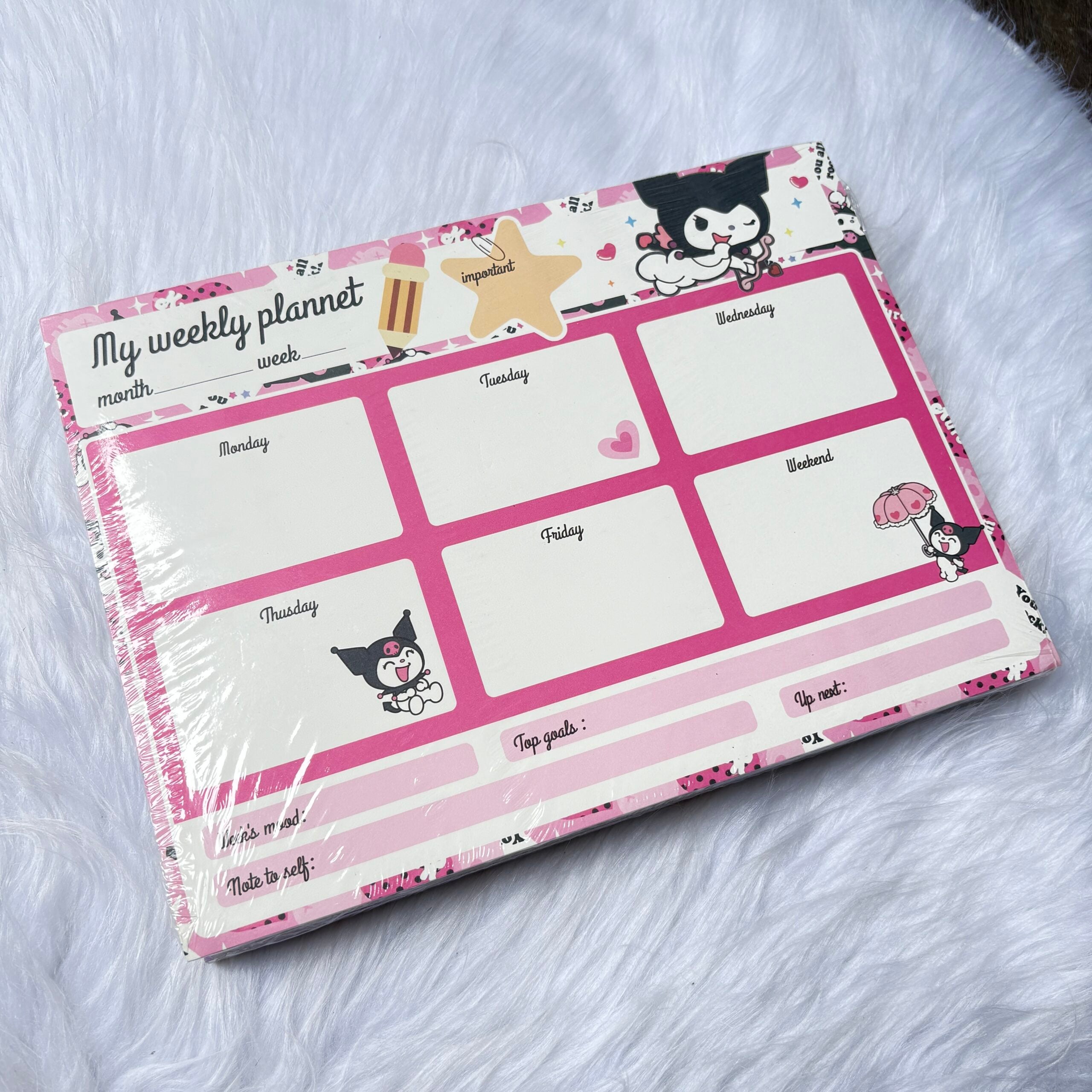 Kuromi weekly planner notebook for cute task planning