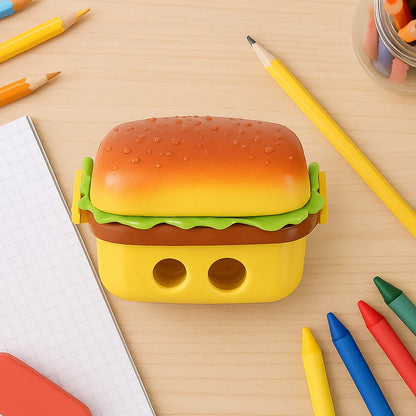 Burger Shape Double Hole Pencil Sharpener with Eraser