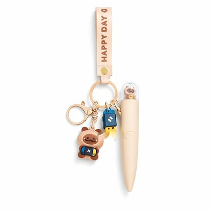 Cute Bear Pen with Keychain – Kawaii Stationery Set