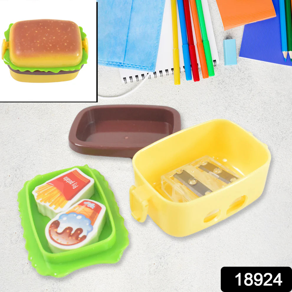 Burger Shape Double Hole Pencil Sharpener with Eraser