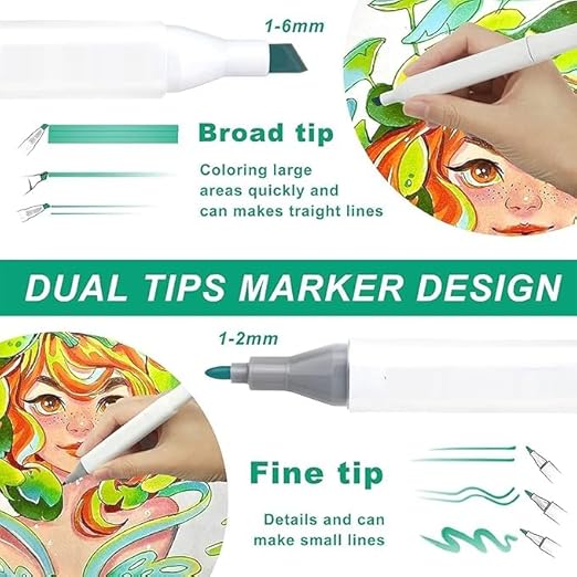 Camin Dual-Tip Art Markers – 24 Colours Set
