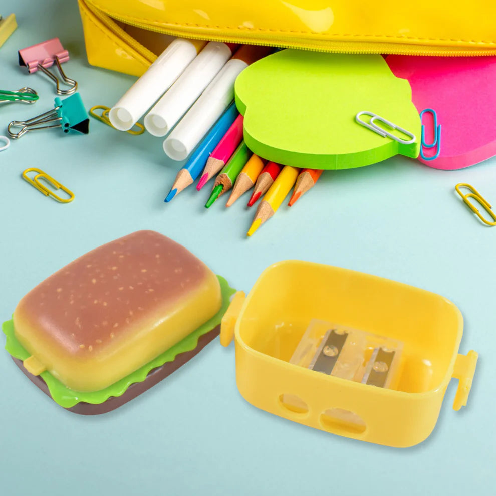 Burger Shape Double Hole Pencil Sharpener with Eraser