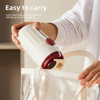 Stainless steel insulated coffee mug with temperature display