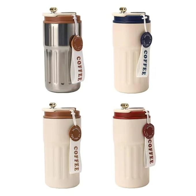 Stainless steel insulated coffee mug with temperature display