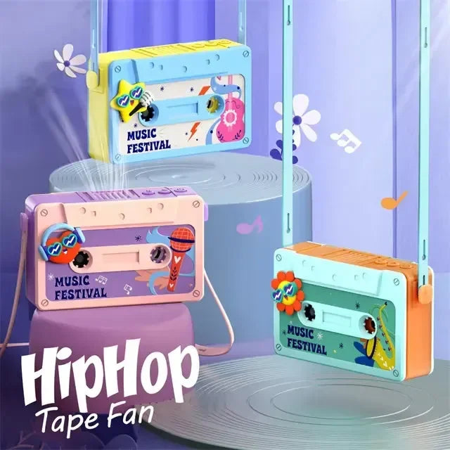 Hip hop tape portable hand fan