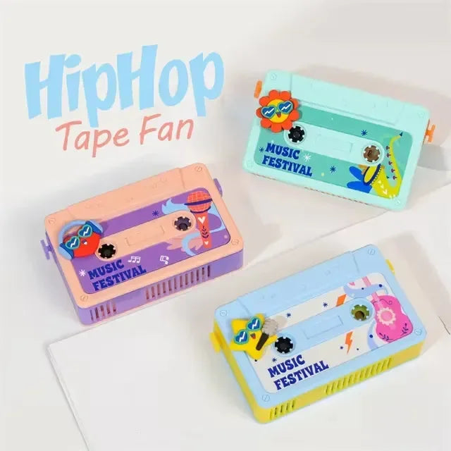 Hip hop tape portable hand fan