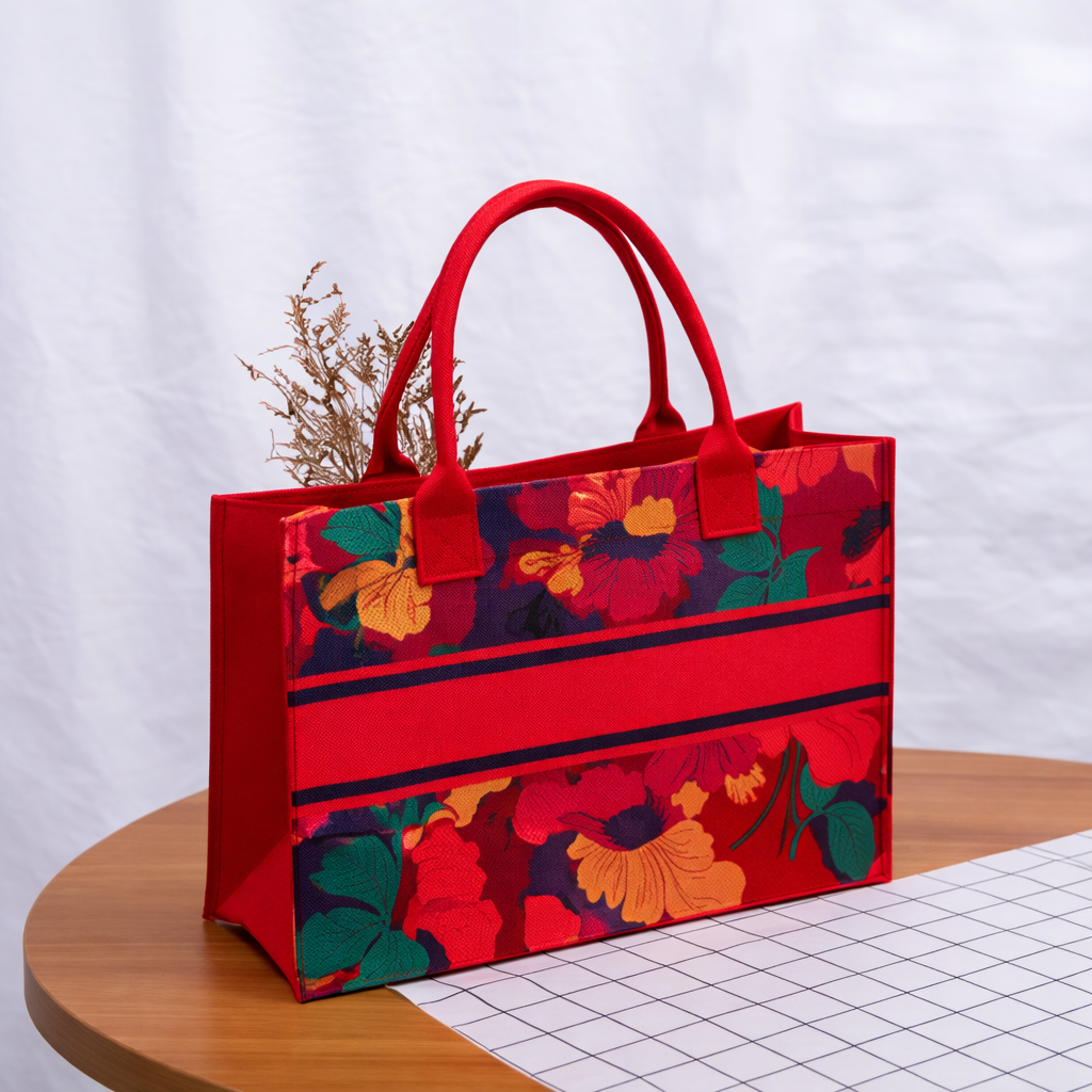 Stylish felt tote bag with artistic print
