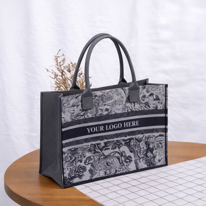 Stylish felt tote bag with artistic print