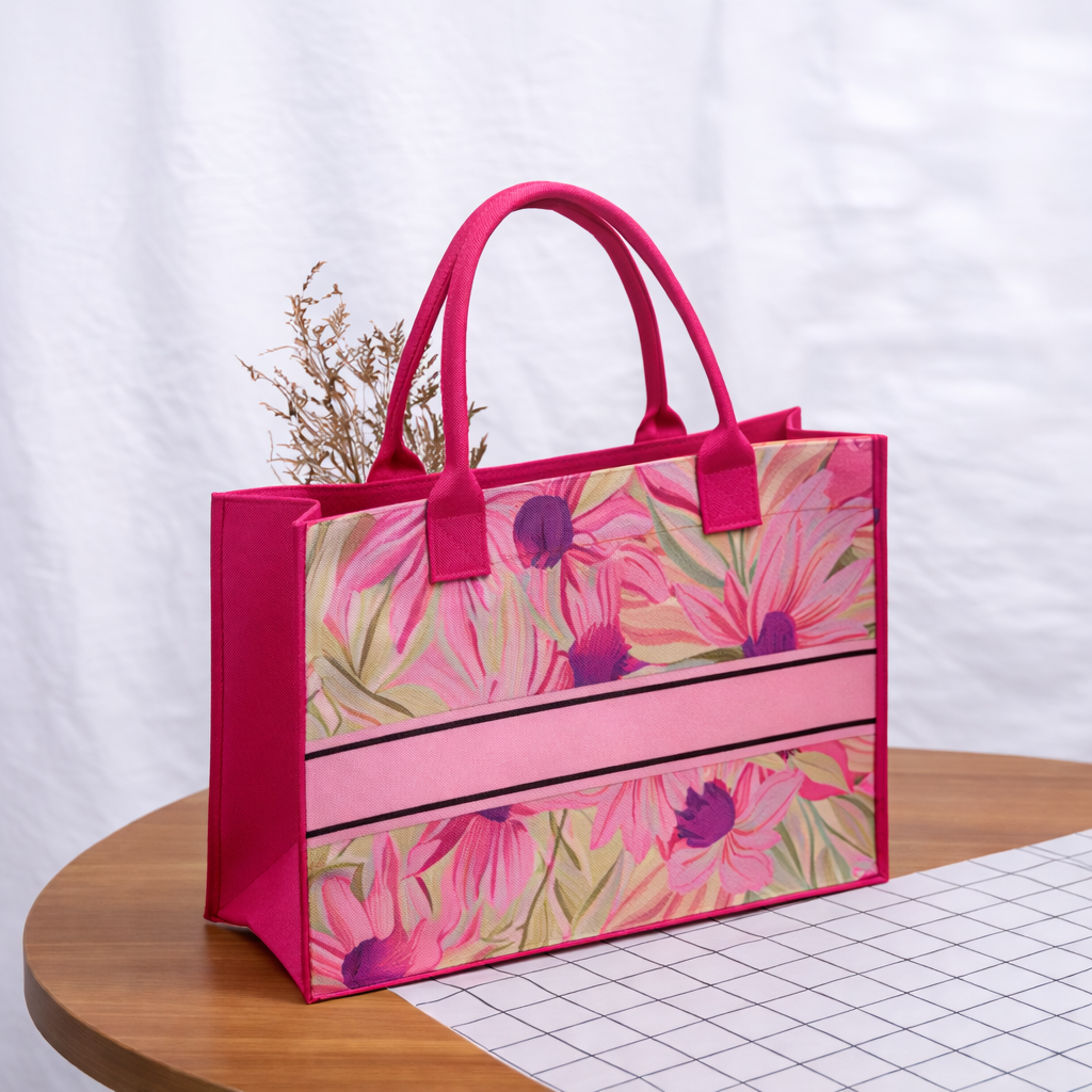 Stylish felt tote bag with artistic print